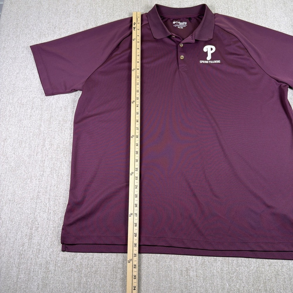 Columbia Golf Polo Men Sz 2XL/2TG Maroon Phillies Spring Training Performance - Picture 6 of 11
